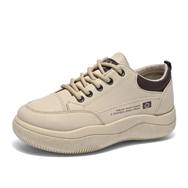 Women's white Korean-style lace-up shoes with cross-strap detailing and flat mid heel