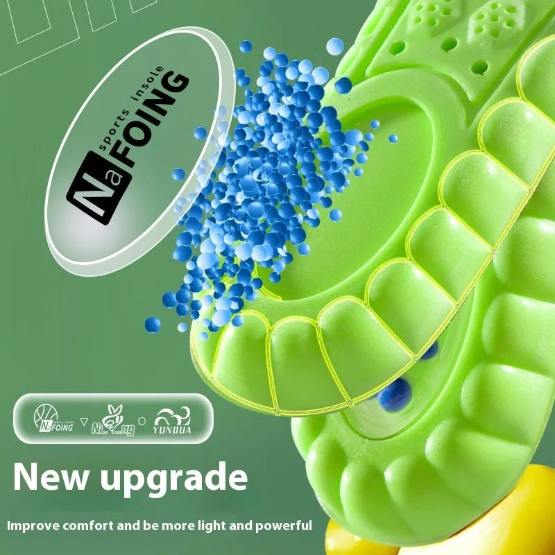 Green Pu air cushion sports insoles with argy wormwood for shock absorption and sweat control