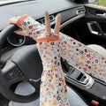 Ice silk polyester oversleeves with floral prints for sun protection and elbow coverage in free size