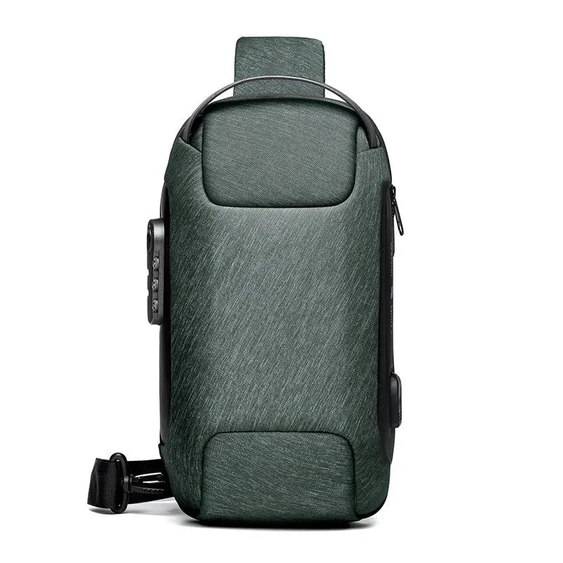 Waterproof Oxford cloth crossbody anti-theft messenger bag showing internal organisational pockets and adjustable strap