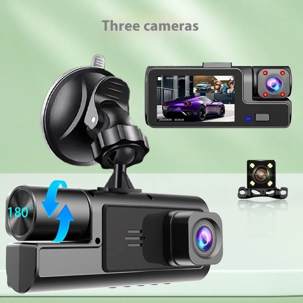 WiFi car dash cam with front and rear recording capability and 2.0-inch screen