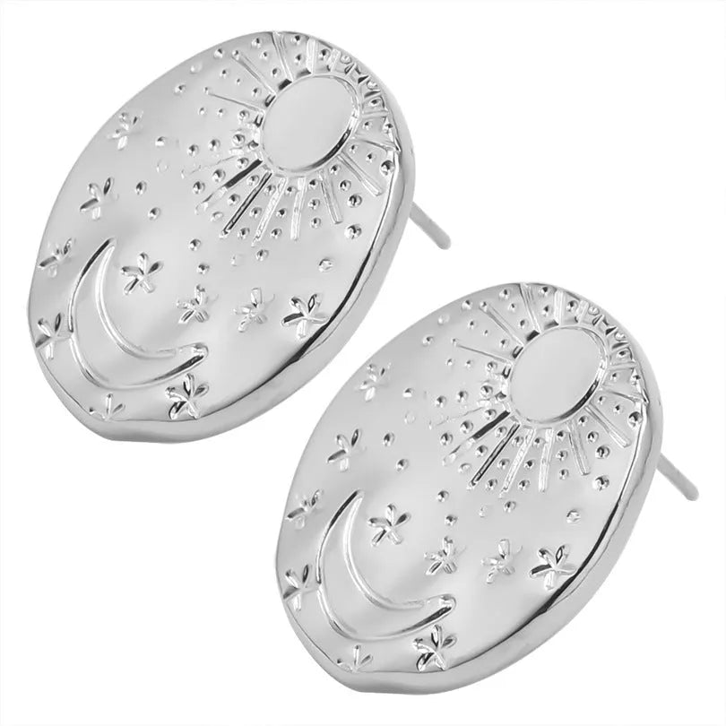 304 stainless steel geometric shell stud earrings with gold electroplated finish
