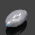 Tongxin scale pattern olive lead fishing sinker with plastic core, shown in rugby shape.