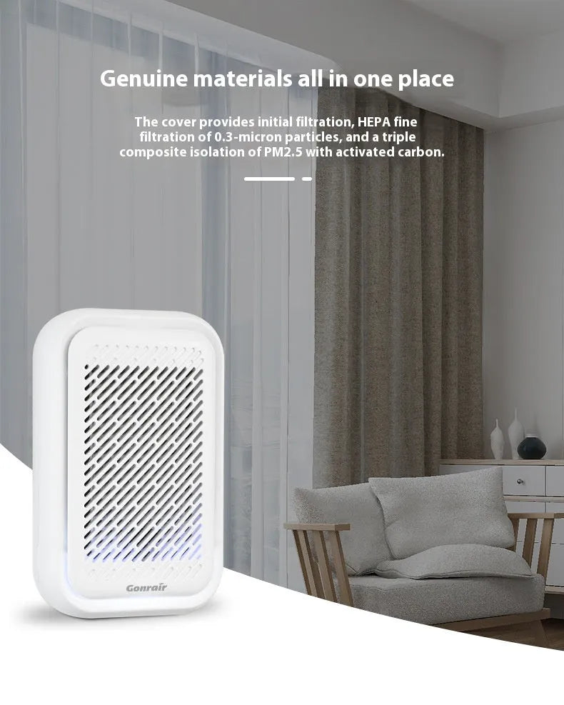White wall-mounted air purifier with filter screen for small rooms