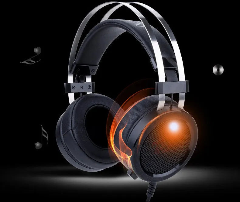 Black wired gaming headset with 3.5mm jack and 2 metre cable for computer gaming