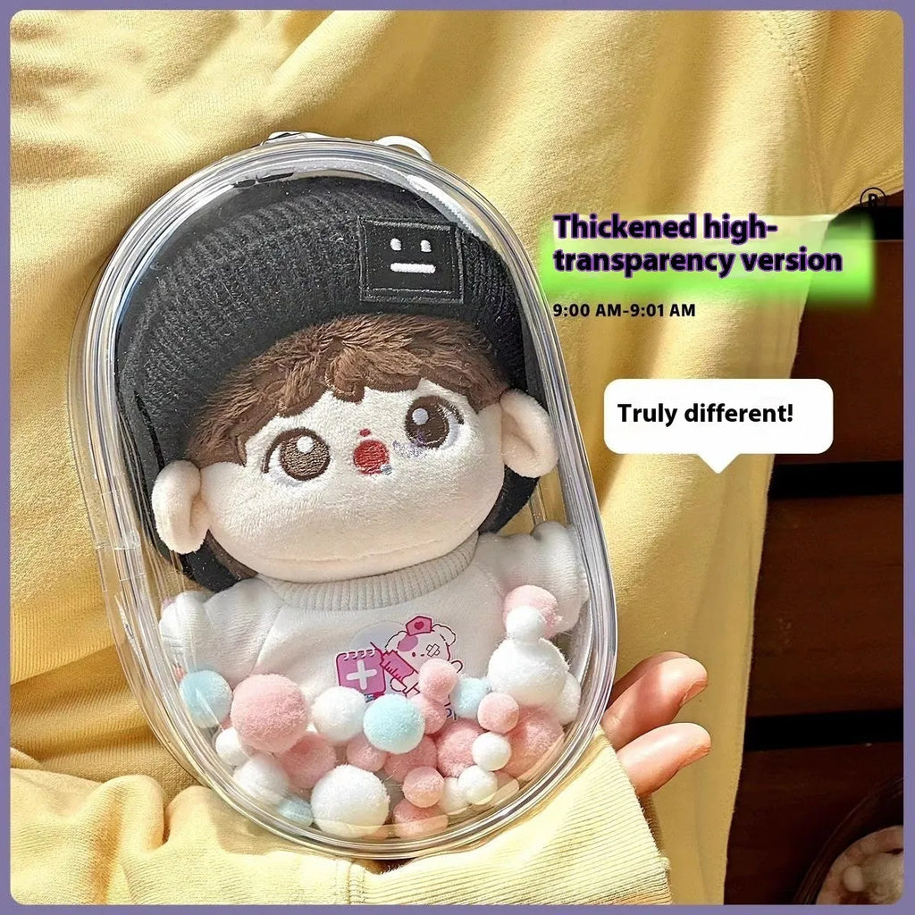 PVC cube storage bag with keychain for cotton doll drying protection in various colours