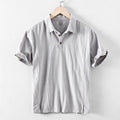 Men's loose fit linen cotton shirt in light grey solid colour