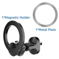 Black magnetic car air vent phone holder with O-ring bracket for 6.8 inch mobile devices