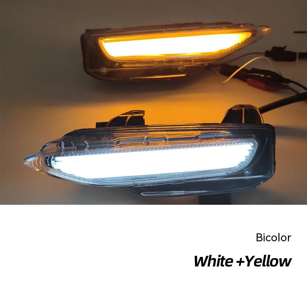 Infiniti Q50 Q70 front bumper LED daytime running light and fog lamp assembly in ABS housing