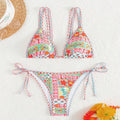 Women's lace-up front split swimsuit in European style with backless design for swimming
