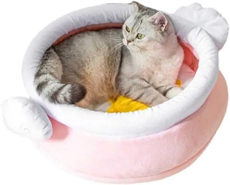 Honey pot shaped cat sofa bed with magic wand design in pink or yellow colour with removable nest pad