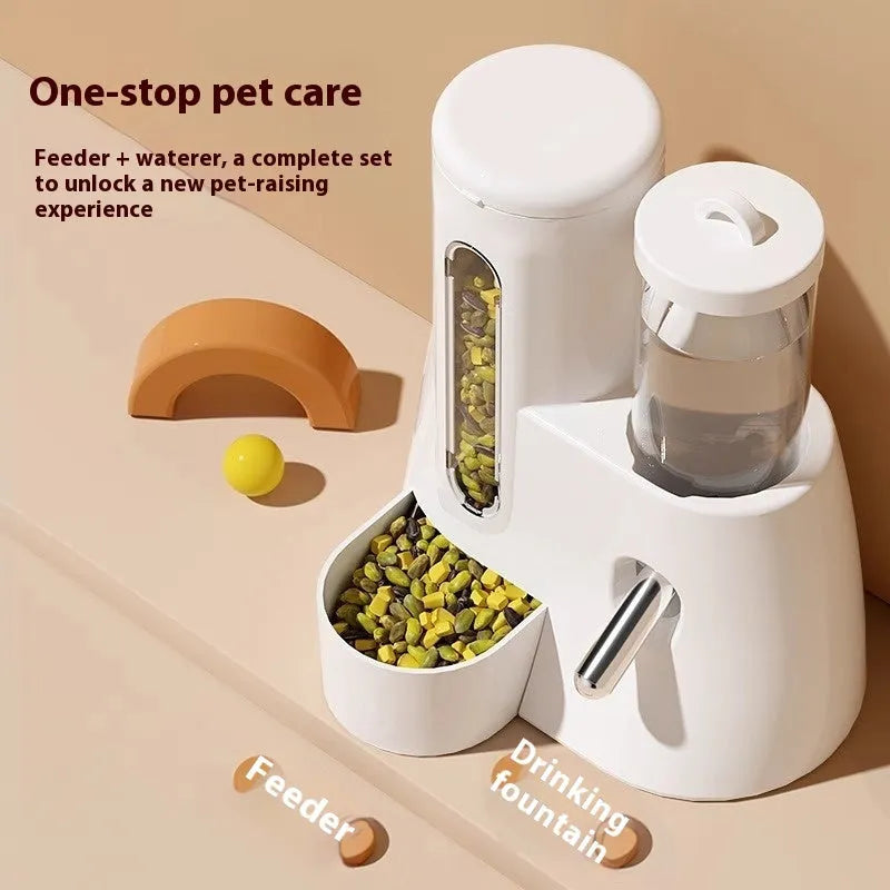 Hamster automatic drinking water feeder with food basin in blue colour for small pets