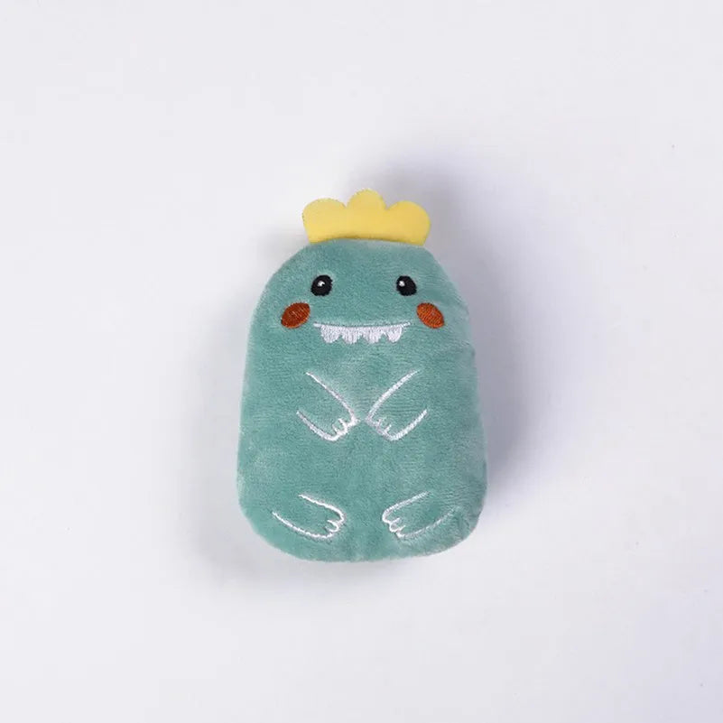 Plush catnip chewing toy with squeaker in assorted colours