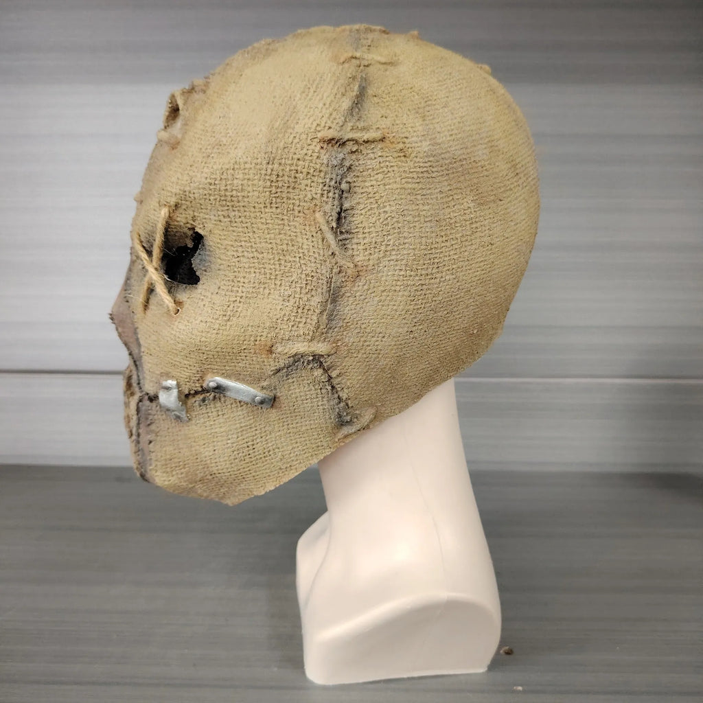 Latex scar skull Halloween mask horror head cover showing 31cm height measurement