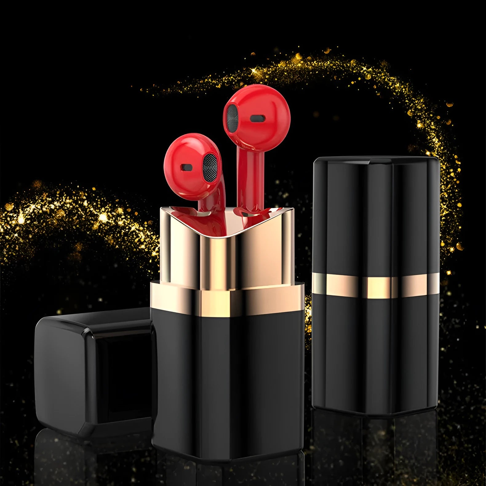 Lipstick case wireless Bluetooth earphones with charging case in multiple colour options