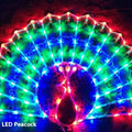 Outdoor Christmas decorative string lights with colourful patterns including peacock lamp, love heart, sunflower, and star designs