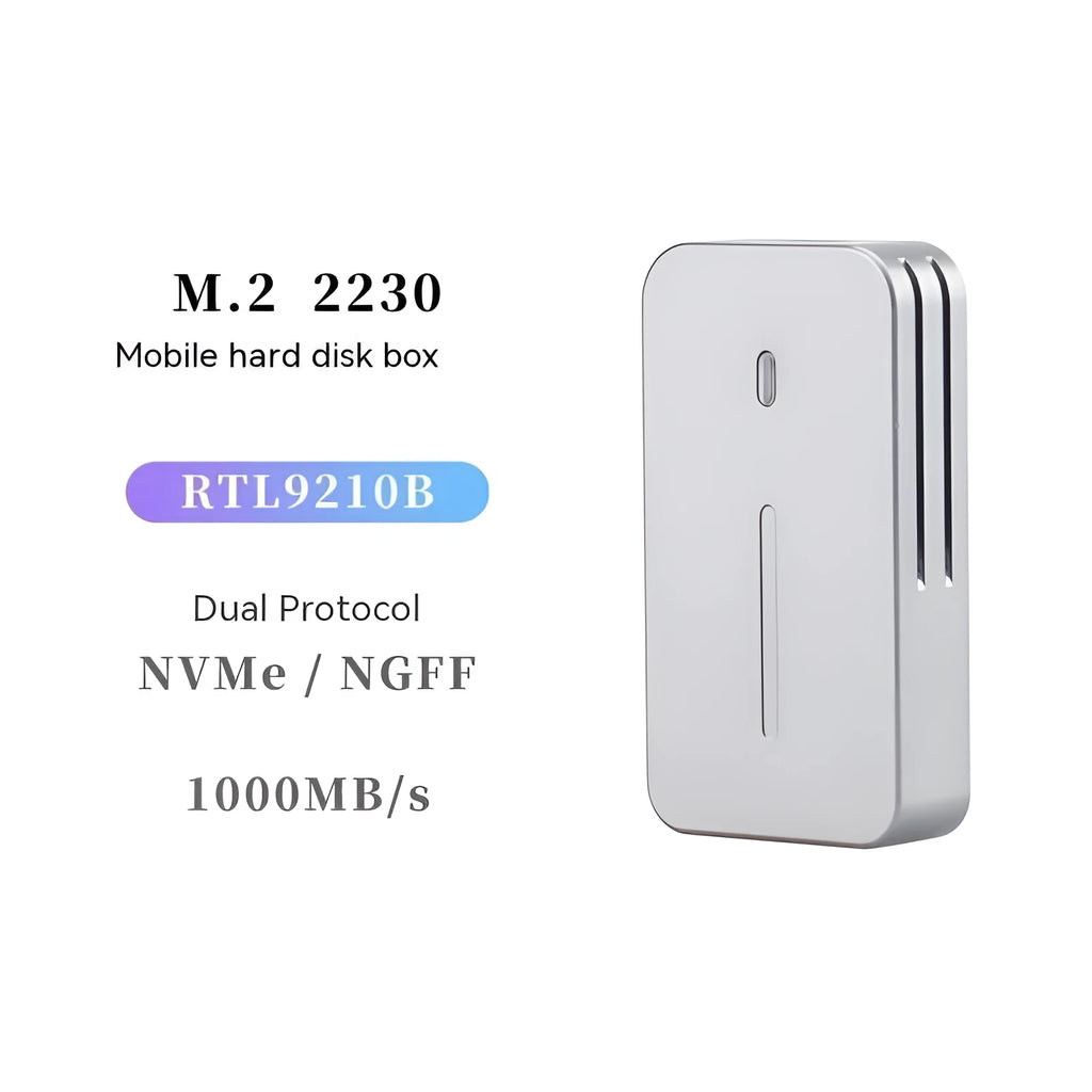 Aluminium alloy USB C NVMe M.2 SSD enclosure with dual protocol compatibility