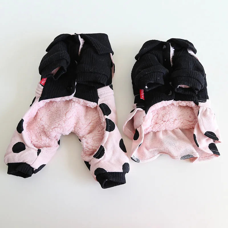 Pet couple clothing set with lapel collar and shoulder strap designs for dogs