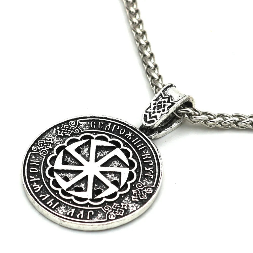 Lunavin ODing logo pendant necklace with adjustable chain in antique silver finish