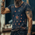 Loose-fit art retro short sleeve t-shirt with a raised 3D creative pattern on the front.