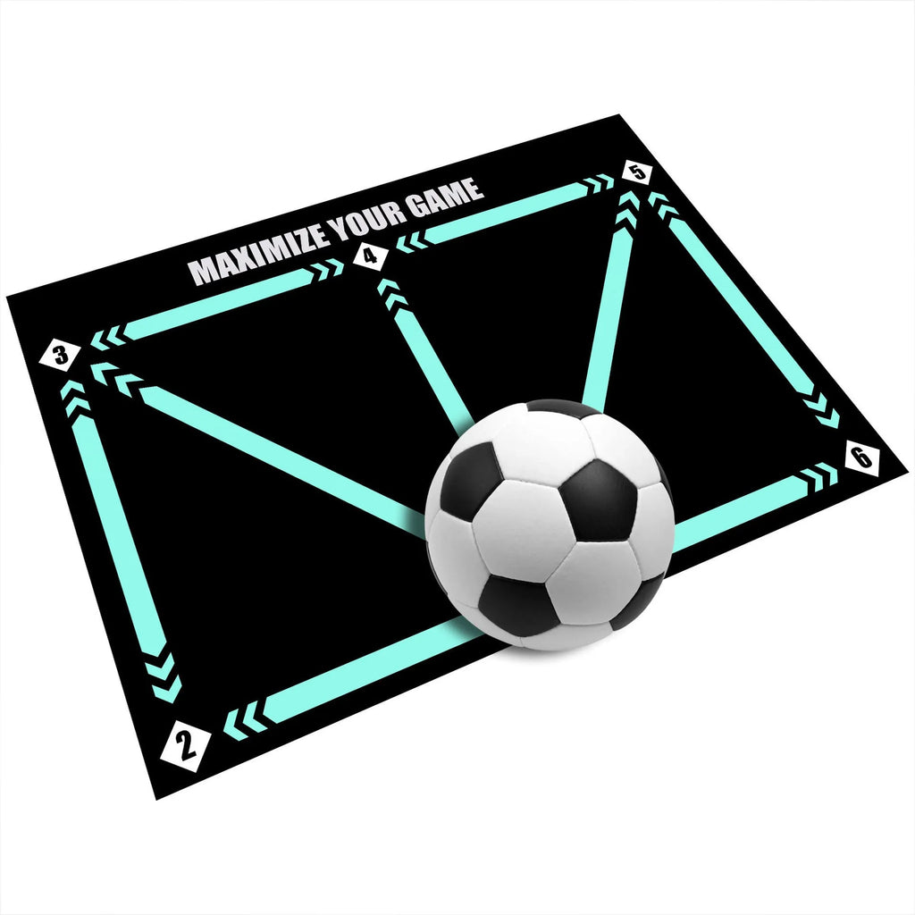 Black rectangular football training mat measuring 60cm by 90cm