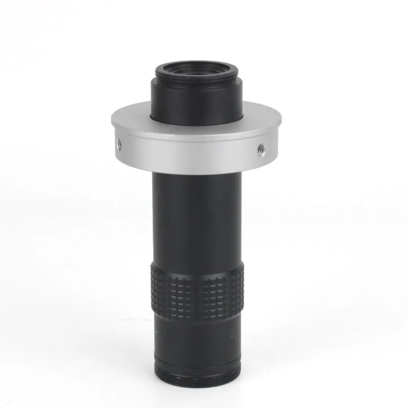 Black industrial monocular camera lens with 130x magnification and 30mm diameter