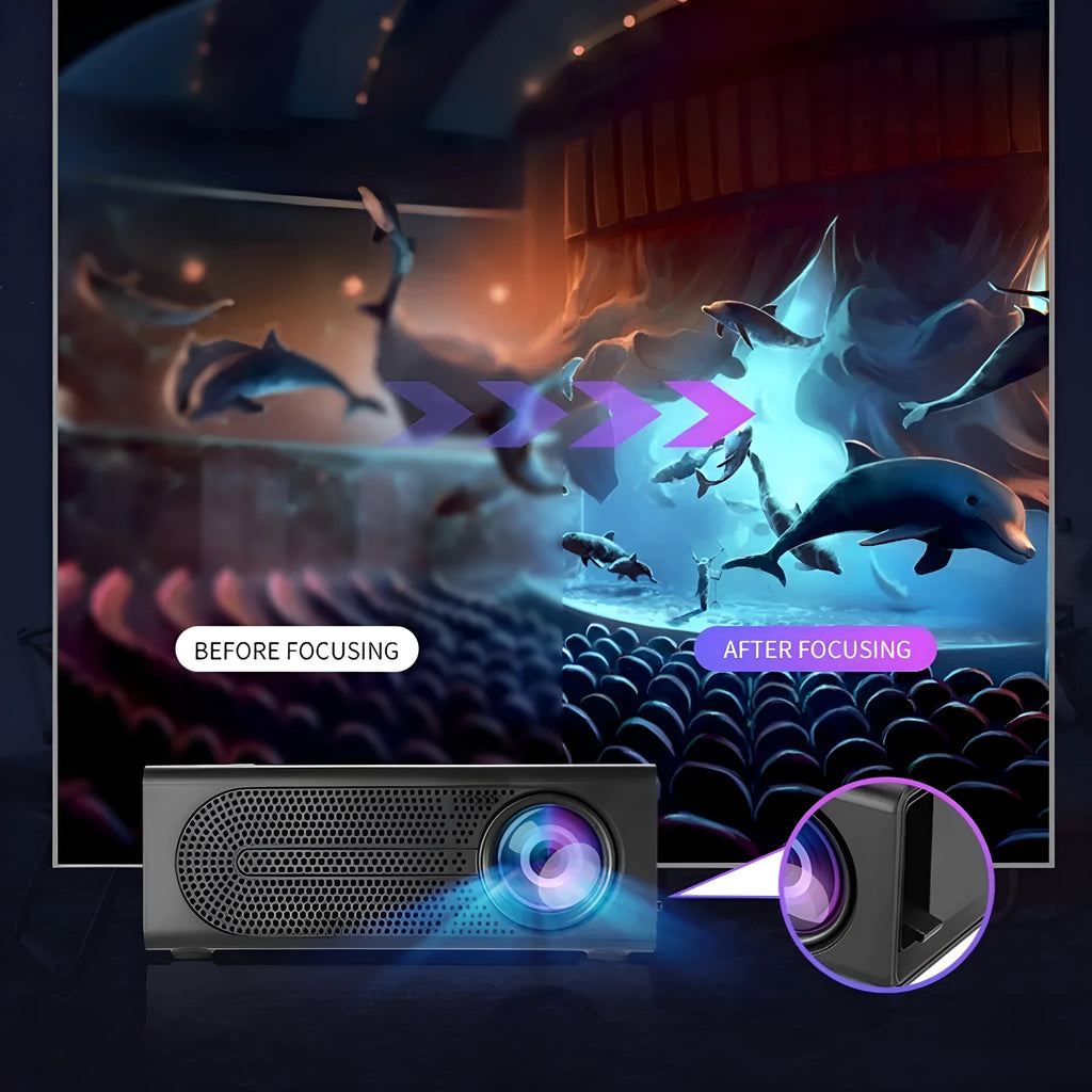 Black or white portable mini projector with wired mobile phone connectivity and 320x240 resolution