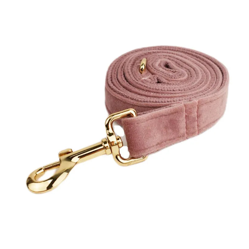Light purple pink velvet dog collar pet accessories set with multiple style options