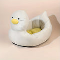Blue duck-shaped pet bed sofa for small dogs and cats with fluffy polyester cushion