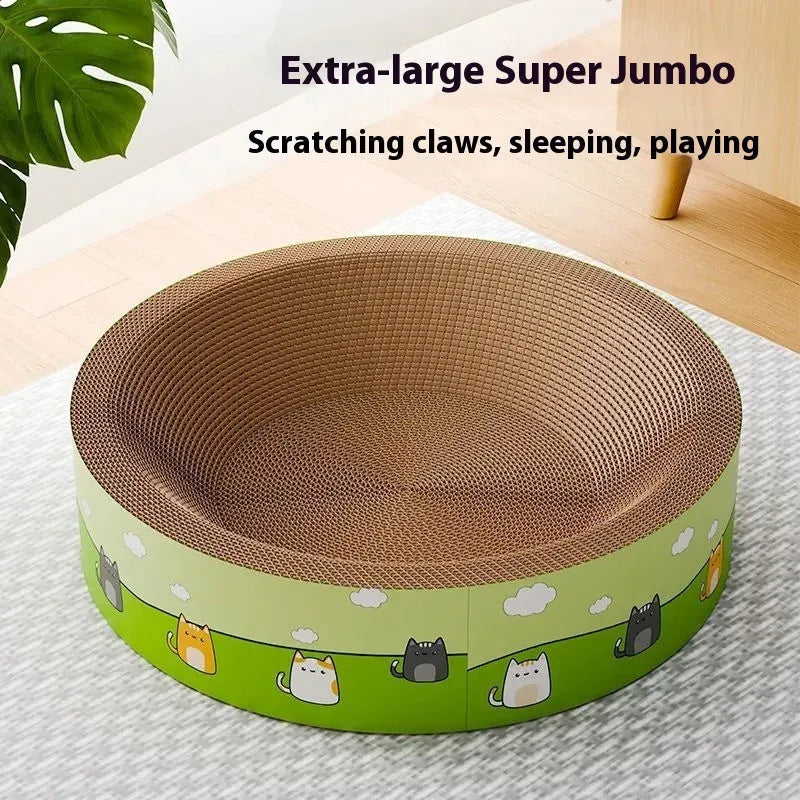 Large round cat scratch board with deepening pits made from corrugated paper in 45cm or 50cm diameter