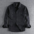 Men's loose fit long sleeve overalls shirt in cardigan style with four colour options