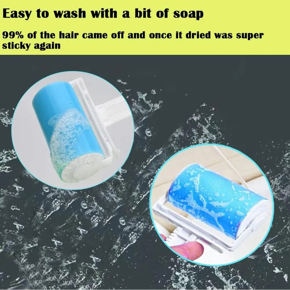 Washable reusable lint roller with protective cover for pet hair removal