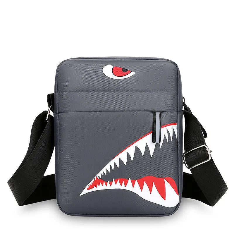 Men's small casual shoulder crossbody bag in Oxford cloth with animal pattern print