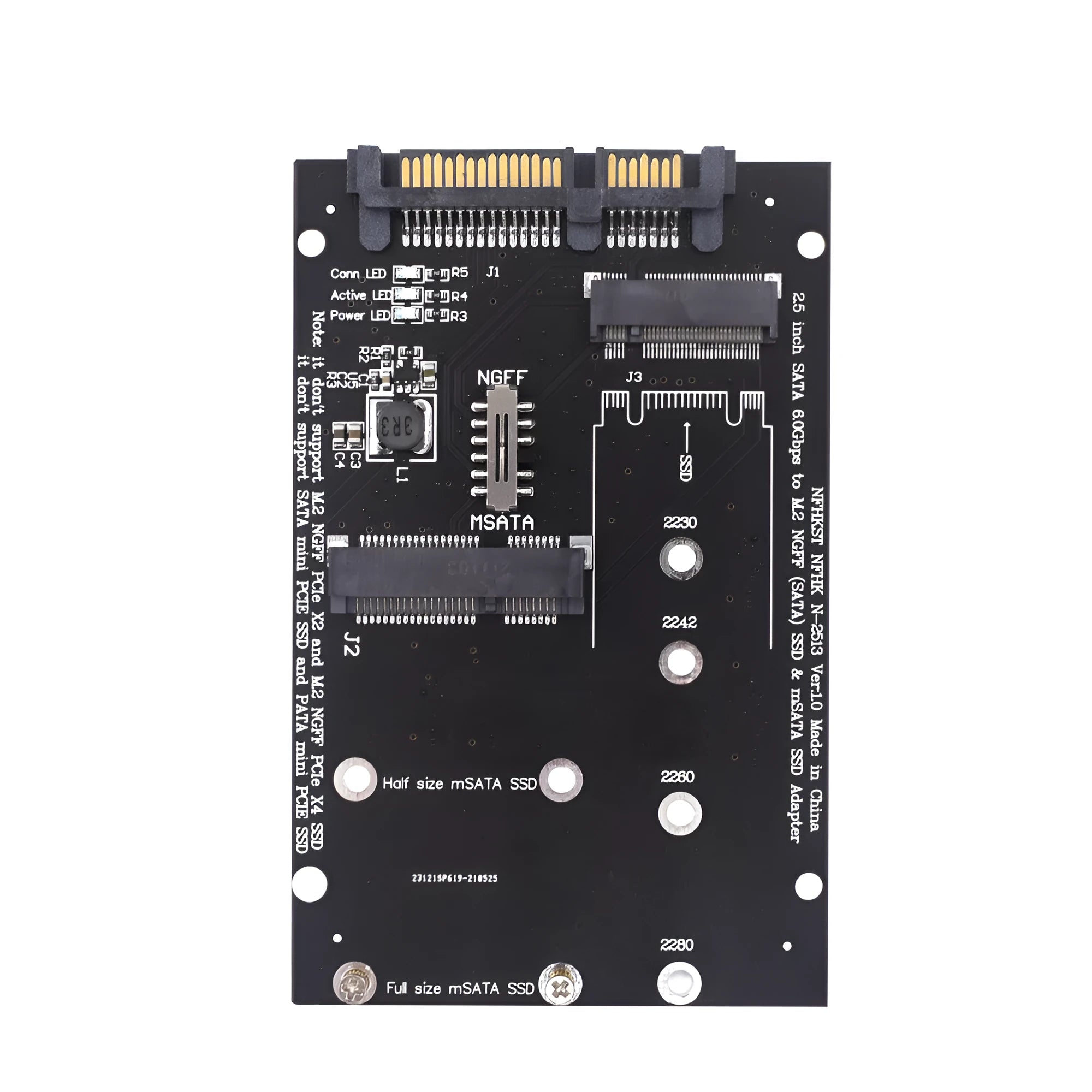 Black and blue SATA3 to M2 NGFF MSATA SSD conversion adapter board for laptop storage upgrades