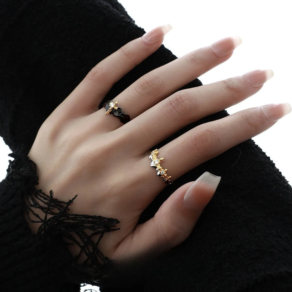 Princess Knight adjustable silver couple ring with electroplated finish in white gold or black gold colour option