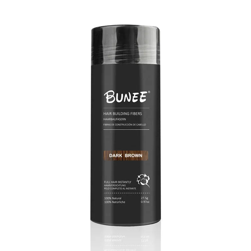Boxed dense hair fibre powder three-piece set for thinning hair in multiple colours.