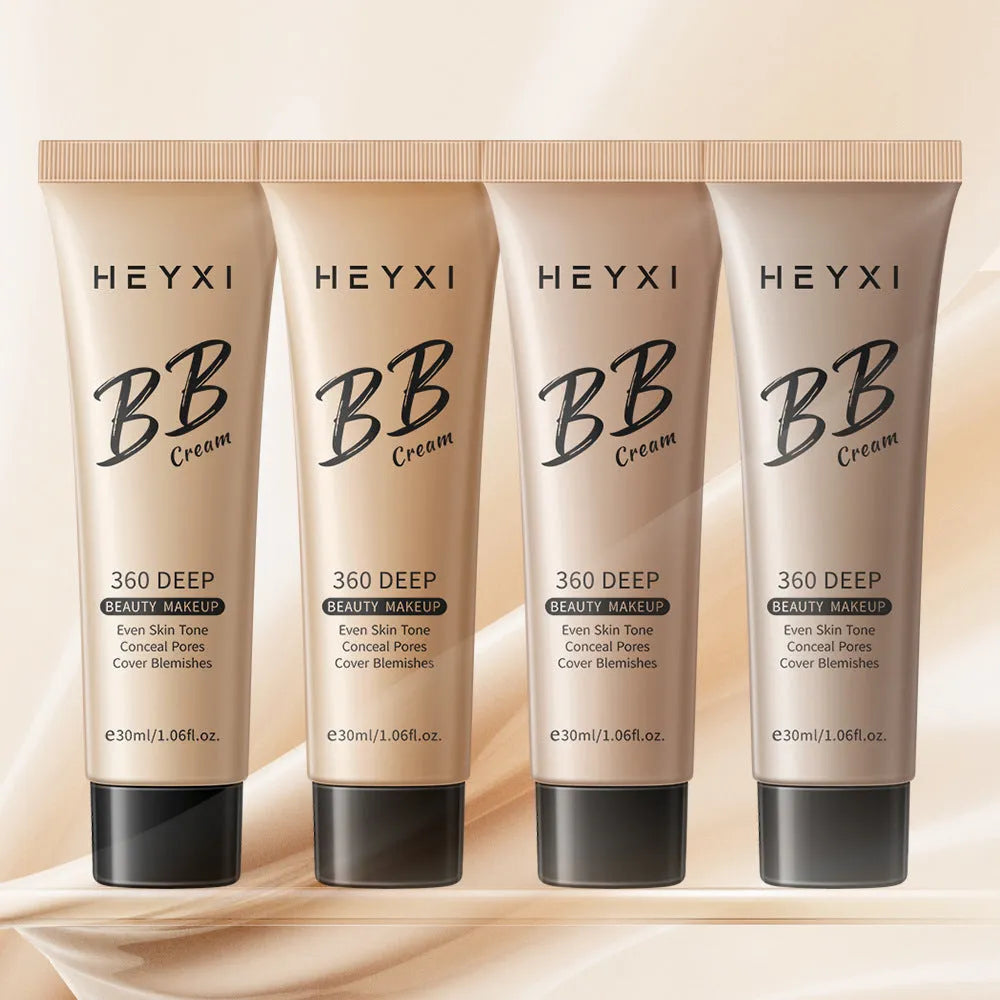 Waterproof and sweat-proof BB cream makeup in four colour shades 01, 02, 03, 04.