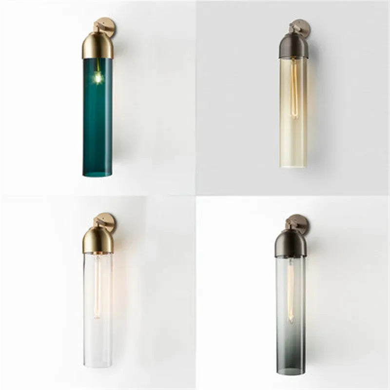 Nordic postmodern glass wall lamp in modern minimalist design with coloured glass shade