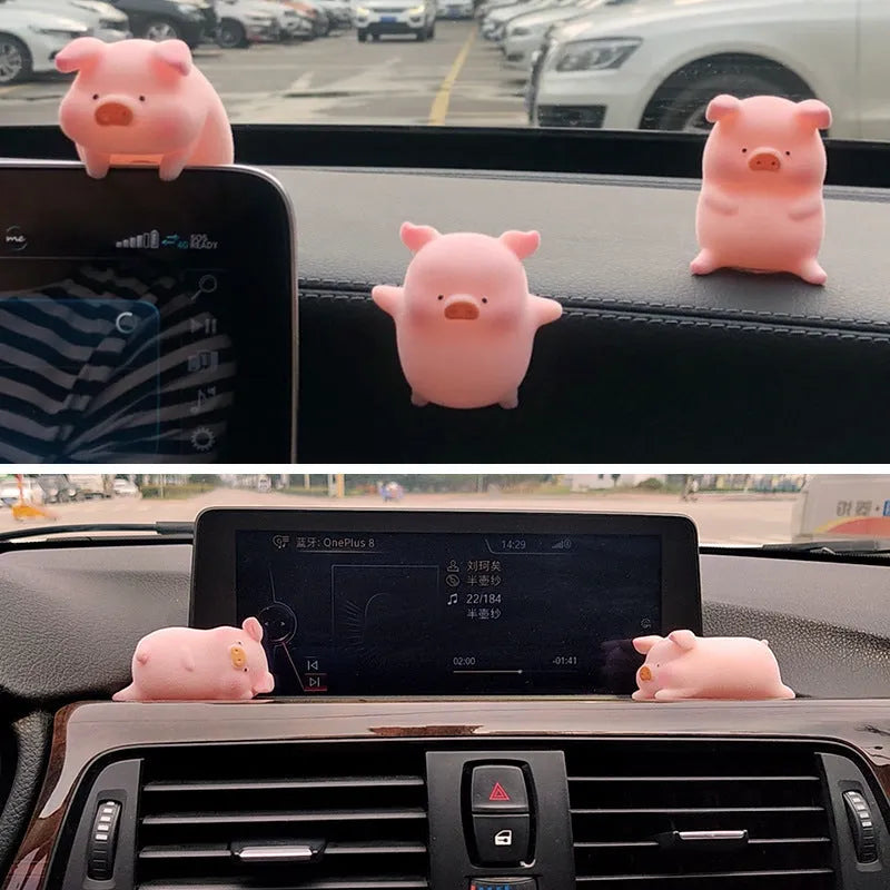 Resin cartoon pig figurine car dashboard decoration in one of eight available styles