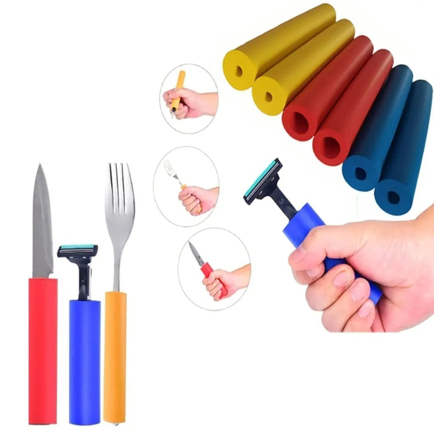 Rubber auxiliary grip hose set for cutlery and pen handles with 10mm and 18mm inner diameters