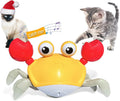 Blue electronic crawling crab dog toy with obstacle avoidance sensors on floor