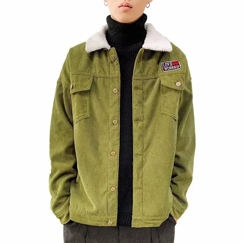 Men's corduroy workwear jacket in loose fit with large stick pockets