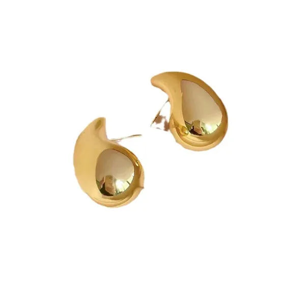 French golden drop earrings for women teardrop shape punk style electroplated gold