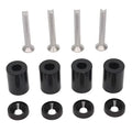 Aluminium engine cover spacer kit with screws, nuts and washers in black, blue and red colours