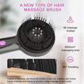 A grey, black, or red USB-powered vibrating head comb massager with a brush head and 2-speed control.
