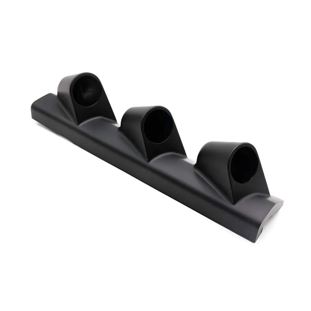 Black ABS instrument mounting bracket for 52mm car gauges with three-hole right-drive configuration