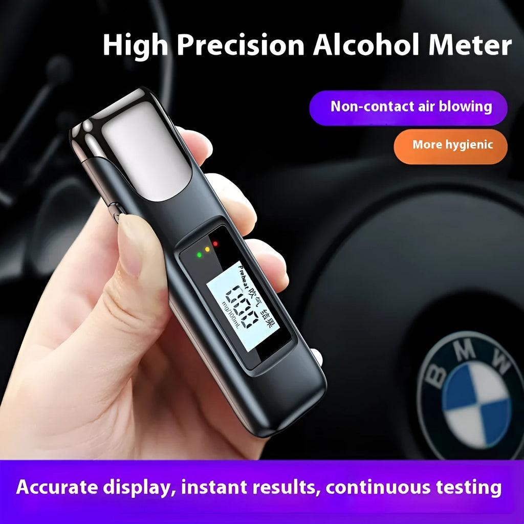 Alcohol Tester High Precision Breath Detector C10 Black with ABS housing and English display screen