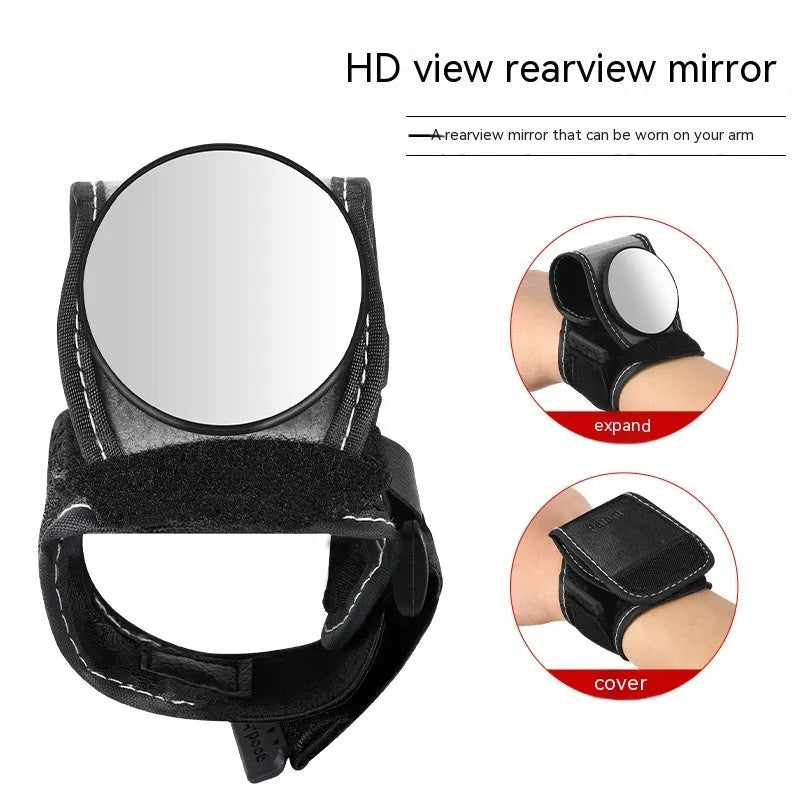 Black nylon bicycle handlebar rear-view mirror with adjustable clamp mechanism