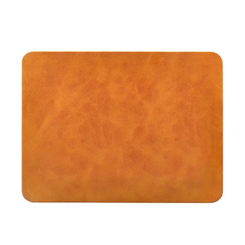 Brown leather wireless charging mouse pad with Micro USB cable for Qi device charging