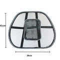 Black leather-textured lumbar support pillow for car seats measuring 41x39 cm